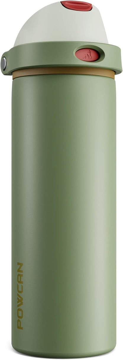 24 oz Travel Water Bottle: 2-in-1 Push-Button Spout & Quick-Flip Straw, Leakproof, Cold 24Hrs, Fits Car Cup Holder, Stainless Steel Cup for Sports, School, Commute, Camping (Mouse's Mischief) - Colors A