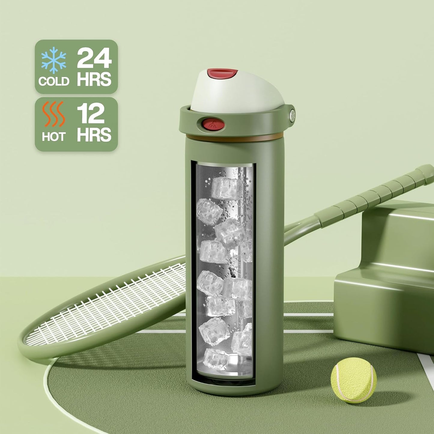 24 oz Travel Water Bottle: 2-in-1 Push-Button Spout & Quick-Flip Straw, Leakproof, Cold 24Hrs, Fits Car Cup Holder, Stainless Steel Cup for Sports, School, Commute, Camping (Mouse's Mischief) - Colors A