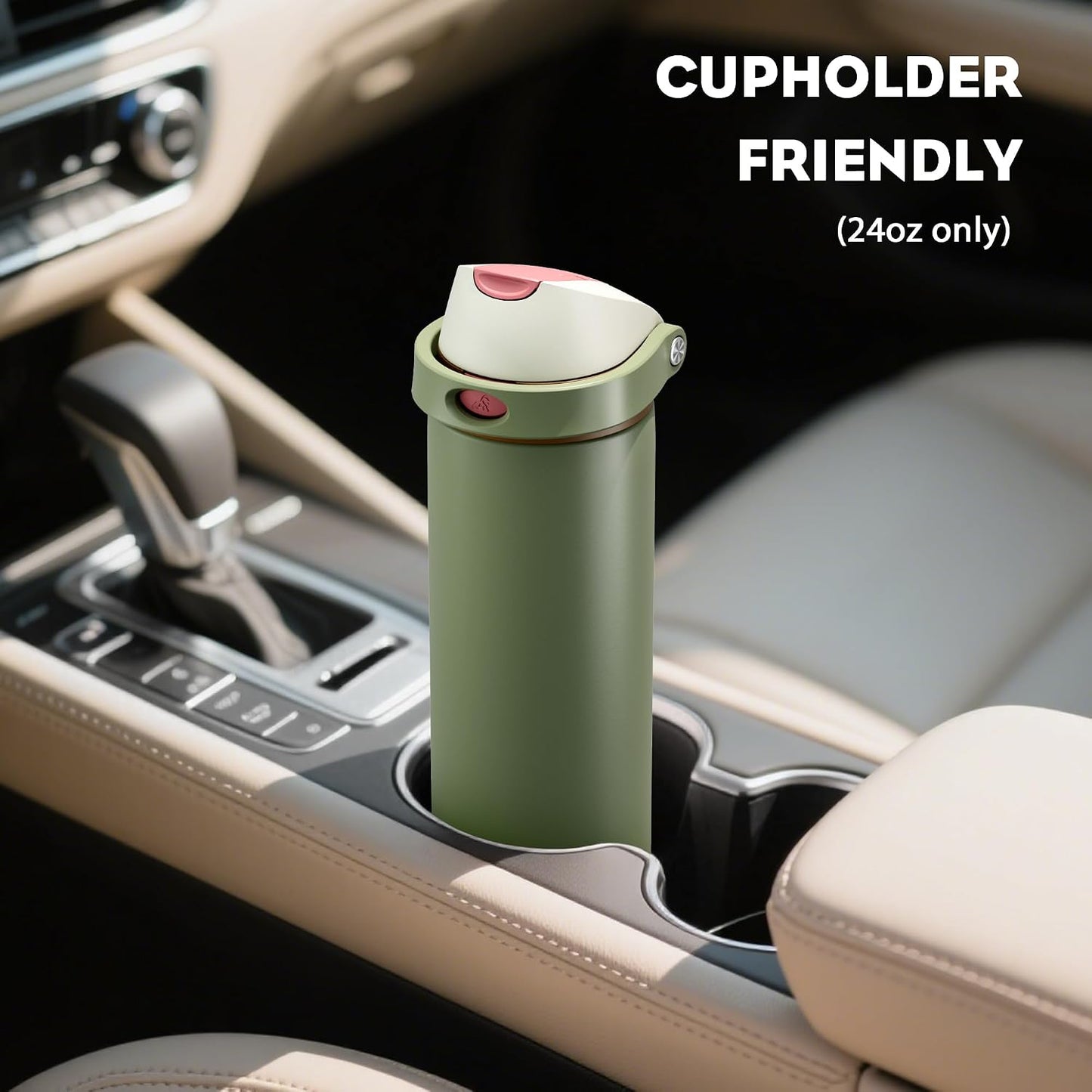 24 oz Travel Water Bottle: 2-in-1 Push-Button Spout & Quick-Flip Straw, Leakproof, Cold 24Hrs, Fits Car Cup Holder, Stainless Steel Cup for Sports, School, Commute, Camping (Mouse's Mischief) - Colors A