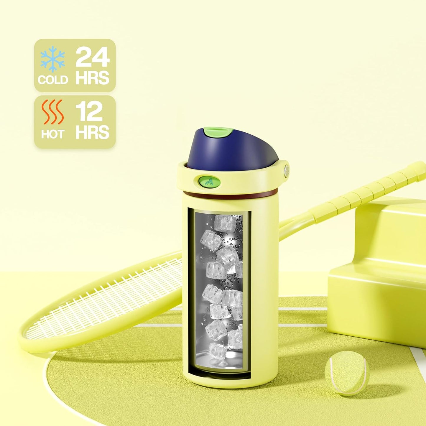 24 oz Travel Water Bottle: 2-in-1 Push-Button Spout & Quick-Flip Straw, Leakproof, Cold 24Hrs, Fits Car Cup Holder, Stainless Steel Cup for Sports, School, Commute, Camping (Mouse's Mischief) - Colors A