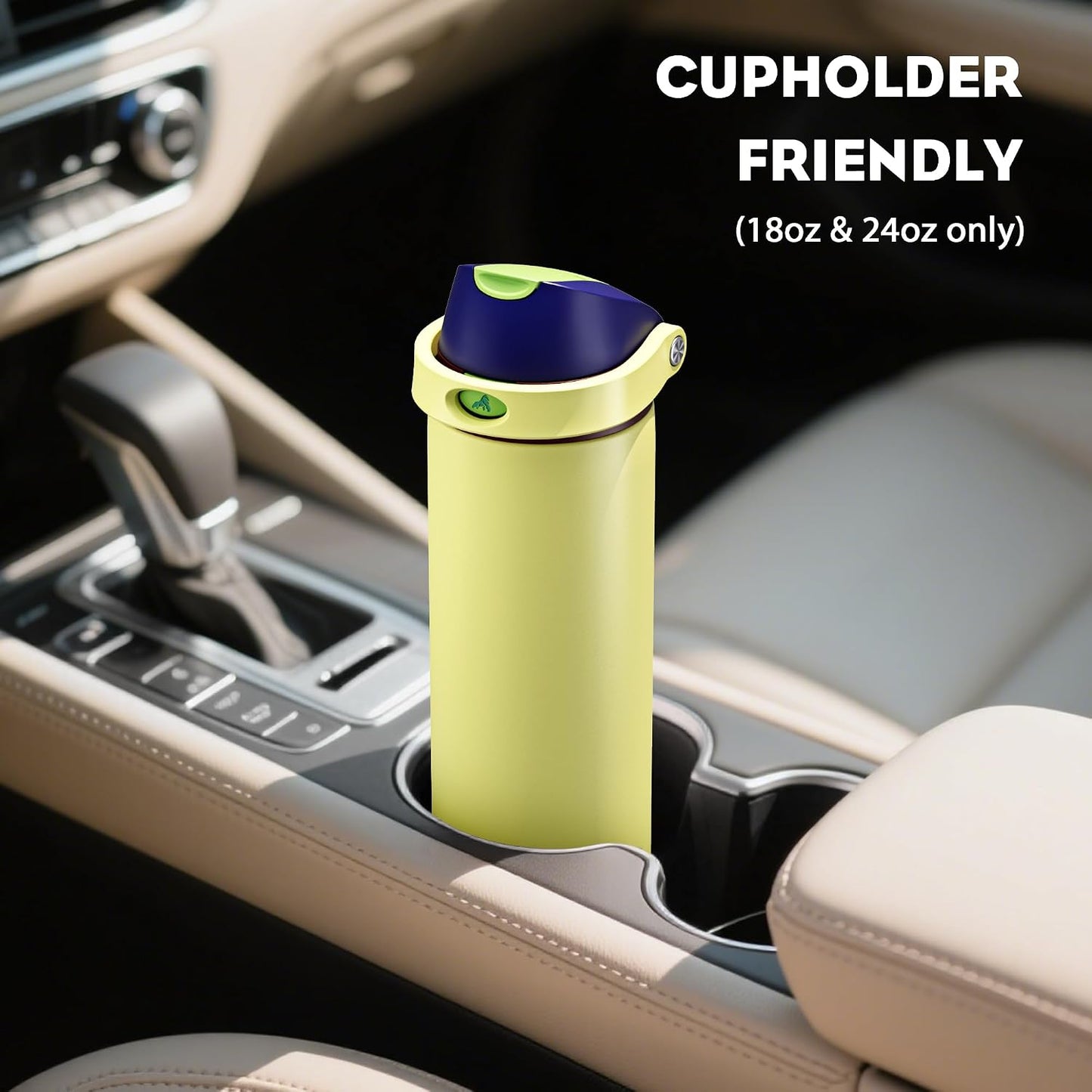 24 oz Travel Water Bottle: 2-in-1 Push-Button Spout & Quick-Flip Straw, Leakproof, Cold 24Hrs, Fits Car Cup Holder, Stainless Steel Cup for Sports, School, Commute, Camping (Mouse's Mischief) - Colors A