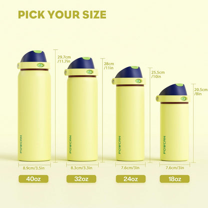 24 oz Travel Water Bottle: 2-in-1 Push-Button Spout & Quick-Flip Straw, Leakproof, Cold 24Hrs, Fits Car Cup Holder, Stainless Steel Cup for Sports, School, Commute, Camping (Mouse's Mischief) - Colors A