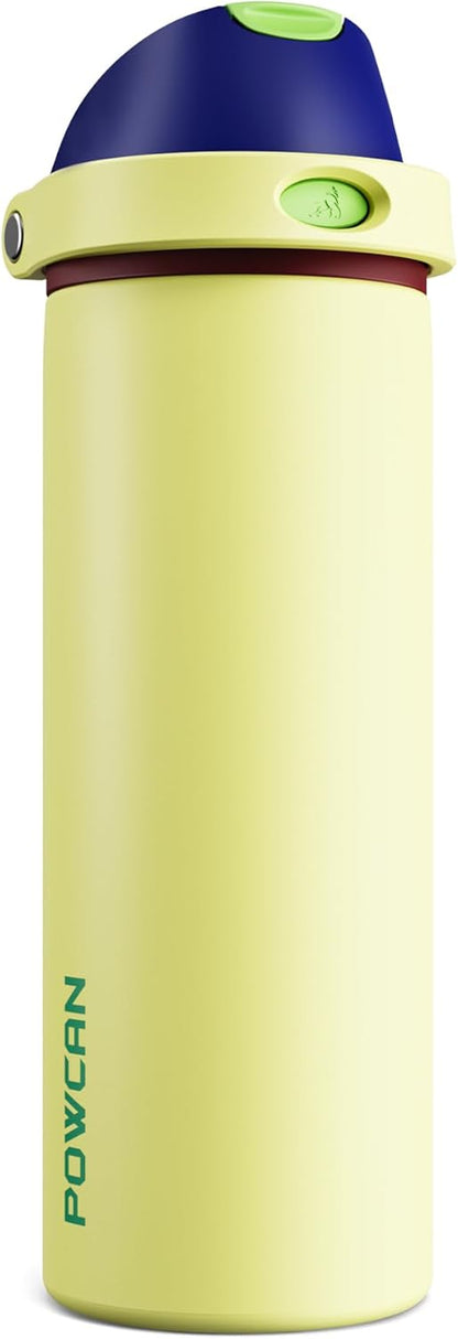 24 oz Travel Water Bottle: 2-in-1 Push-Button Spout & Quick-Flip Straw, Leakproof, Cold 24Hrs, Fits Car Cup Holder, Stainless Steel Cup for Sports, School, Commute, Camping (Mouse's Mischief) - Colors A