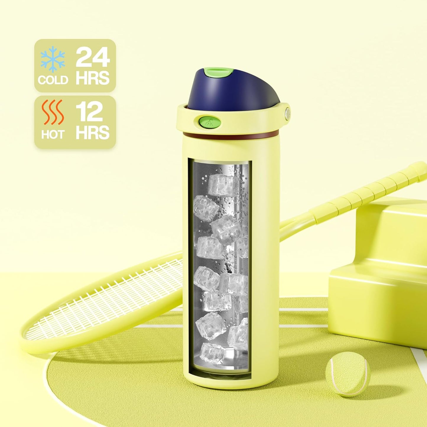 24 oz Travel Water Bottle: 2-in-1 Push-Button Spout & Quick-Flip Straw, Leakproof, Cold 24Hrs, Fits Car Cup Holder, Stainless Steel Cup for Sports, School, Commute, Camping (Mouse's Mischief) - Colors A