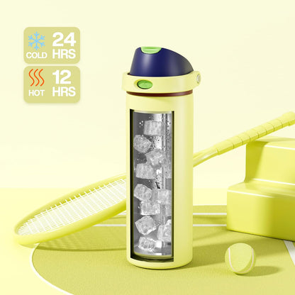 24 oz Travel Water Bottle: 2-in-1 Push-Button Spout & Quick-Flip Straw, Leakproof, Cold 24Hrs, Fits Car Cup Holder, Stainless Steel Cup for Sports, School, Commute, Camping (Mouse's Mischief) - Colors A