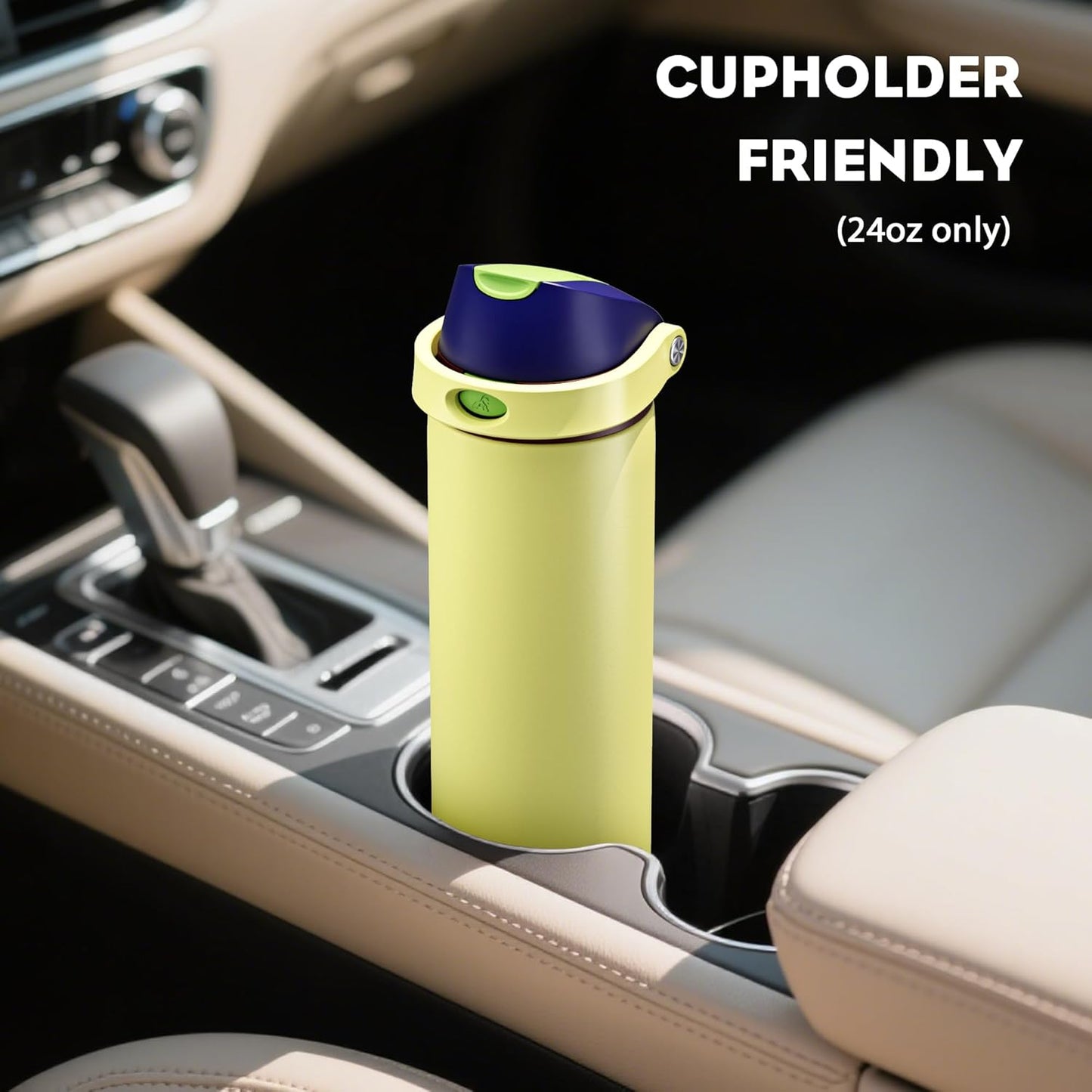 24 oz Travel Water Bottle: 2-in-1 Push-Button Spout & Quick-Flip Straw, Leakproof, Cold 24Hrs, Fits Car Cup Holder, Stainless Steel Cup for Sports, School, Commute, Camping (Mouse's Mischief) - Colors A