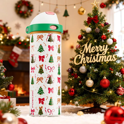 24 oz Travel Water Bottle: 2-in-1 Push-Button Spout & Quick-Flip Straw, Leakproof, Cold 24Hrs, Fits Car Cup Holder, Stainless Steel Cup for Sports, School, Commute, Camping (Mouse's Mischief) - Colors A
