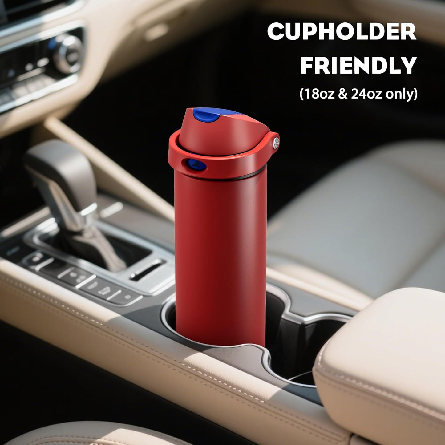 24 oz Travel Water Bottle: 2-in-1 Push-Button Spout & Quick-Flip Straw, Leakproof, Cold 24Hrs, Fits Car Cup Holder, Stainless Steel Cup for Sports, School, Commute, Camping (Mouse's Mischief) - Colors A