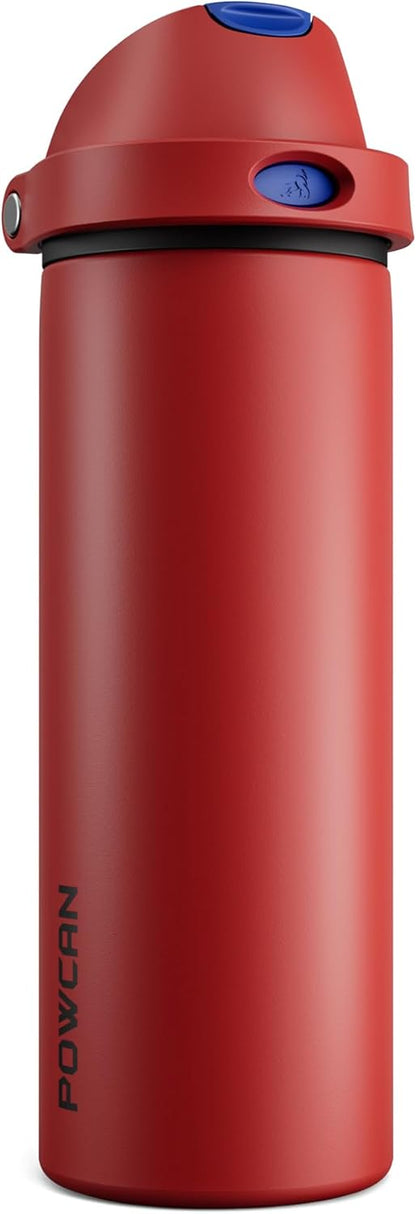 24 oz Travel Water Bottle: 2-in-1 Push-Button Spout & Quick-Flip Straw, Leakproof, Cold 24Hrs, Fits Car Cup Holder, Stainless Steel Cup for Sports, School, Commute, Camping (Mouse's Mischief) - Colors A