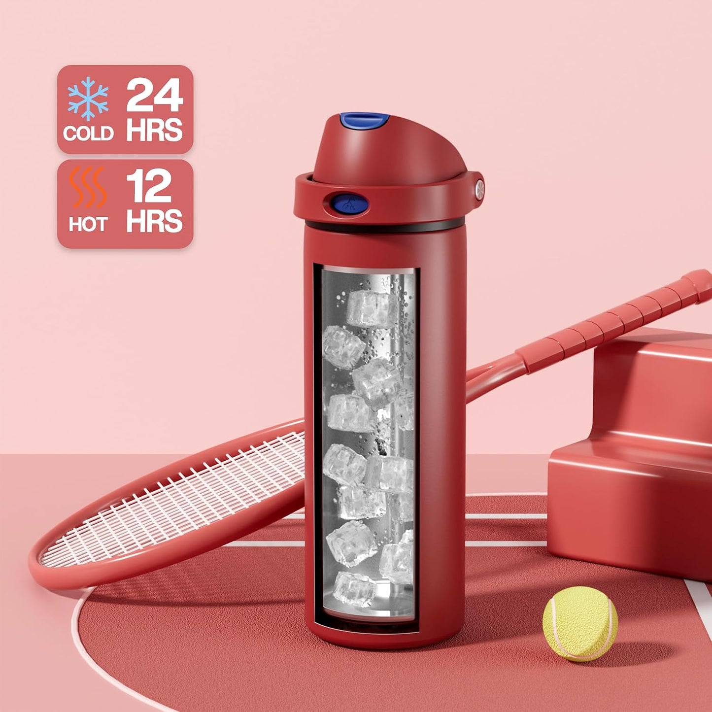 24 oz Travel Water Bottle: 2-in-1 Push-Button Spout & Quick-Flip Straw, Leakproof, Cold 24Hrs, Fits Car Cup Holder, Stainless Steel Cup for Sports, School, Commute, Camping (Mouse's Mischief) - Colors A