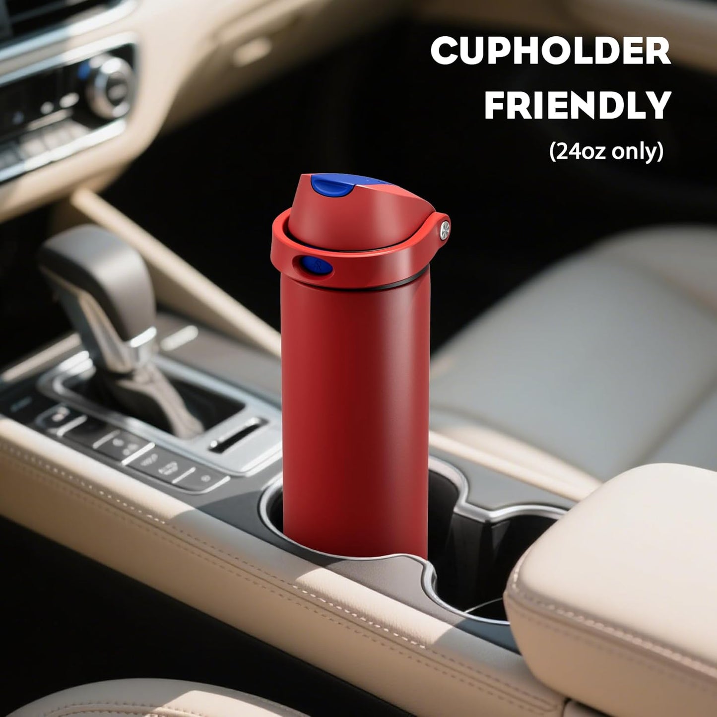 24 oz Travel Water Bottle: 2-in-1 Push-Button Spout & Quick-Flip Straw, Leakproof, Cold 24Hrs, Fits Car Cup Holder, Stainless Steel Cup for Sports, School, Commute, Camping (Mouse's Mischief) - Colors A