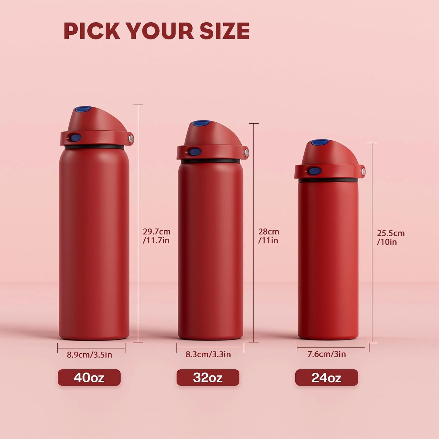 24 oz Travel Water Bottle: 2-in-1 Push-Button Spout & Quick-Flip Straw, Leakproof, Cold 24Hrs, Fits Car Cup Holder, Stainless Steel Cup for Sports, School, Commute, Camping (Mouse's Mischief) - Colors A