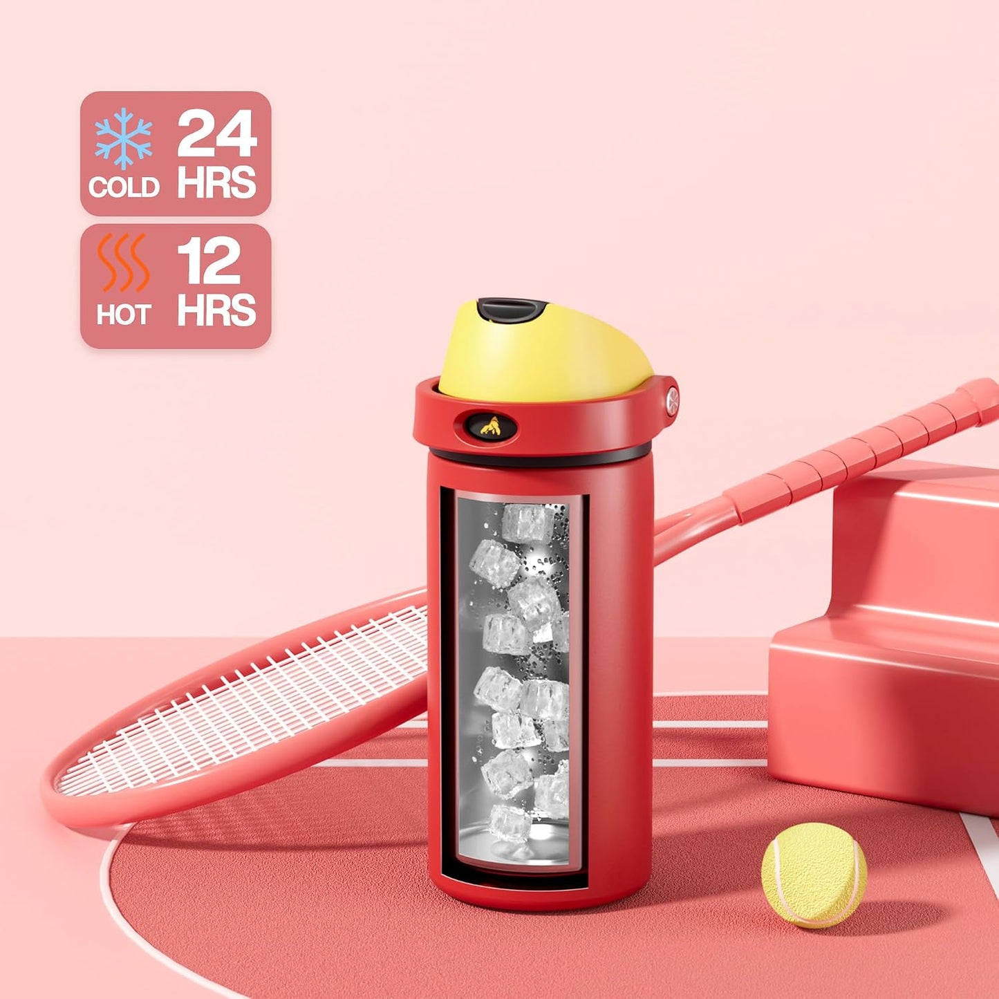 24 oz Travel Water Bottle: 2-in-1 Push-Button Spout & Quick-Flip Straw, Leakproof, Cold 24Hrs, Fits Car Cup Holder, Stainless Steel Cup for Sports, School, Commute, Camping (Mouse's Mischief) - Colors A