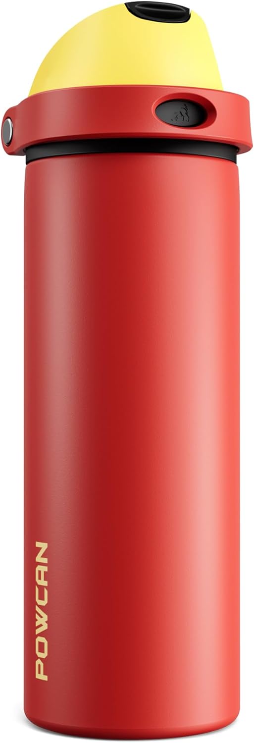 24 oz Travel Water Bottle: 2-in-1 Push-Button Spout & Quick-Flip Straw, Leakproof, Cold 24Hrs, Fits Car Cup Holder, Stainless Steel Cup for Sports, School, Commute, Camping (Mouse's Mischief) - Colors A