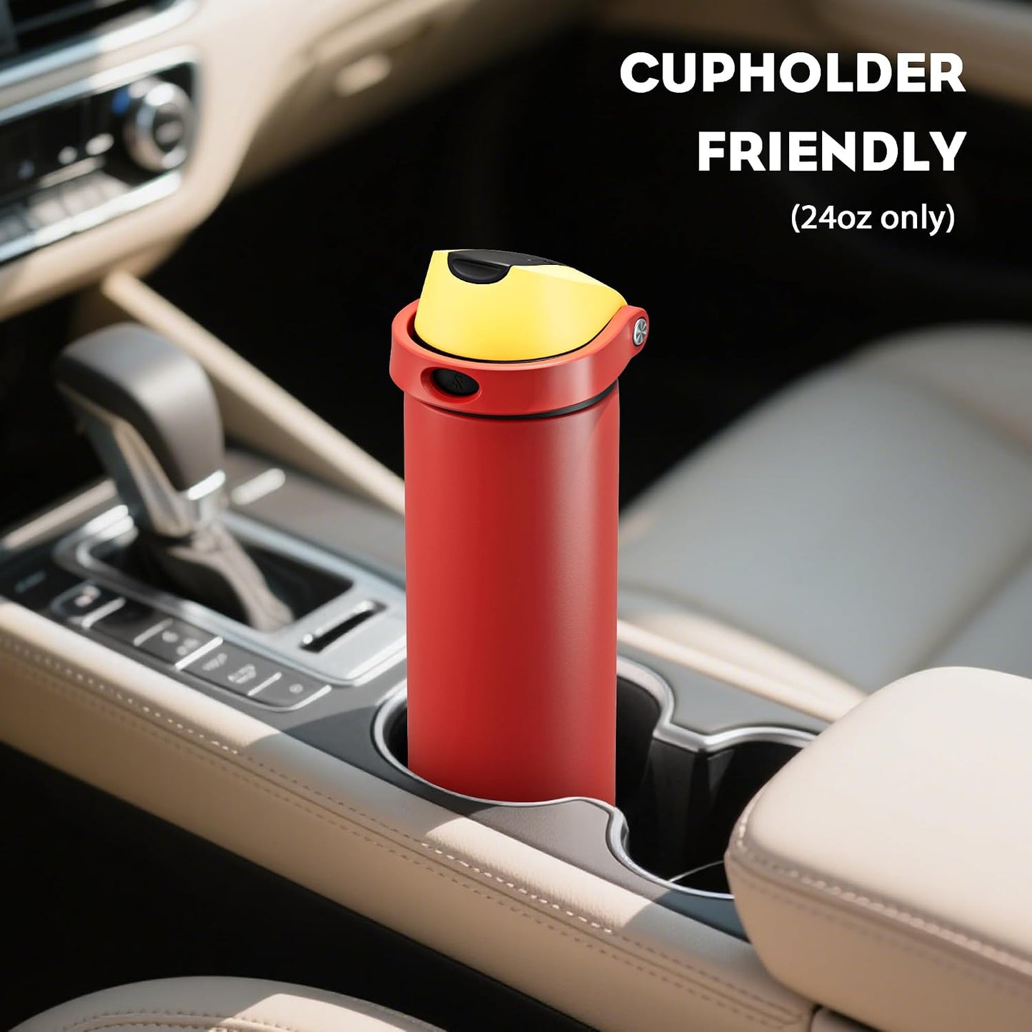 24 oz Travel Water Bottle: 2-in-1 Push-Button Spout & Quick-Flip Straw, Leakproof, Cold 24Hrs, Fits Car Cup Holder, Stainless Steel Cup for Sports, School, Commute, Camping (Mouse's Mischief) - Colors A