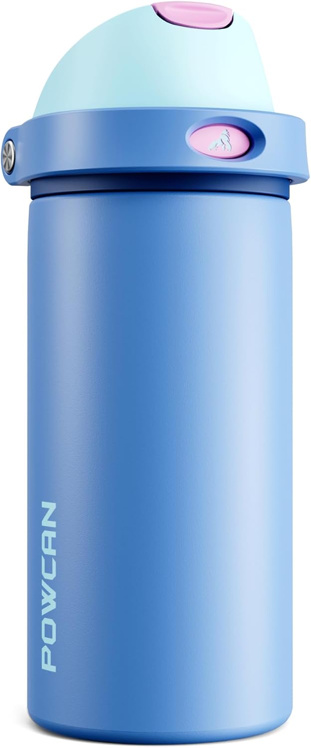 24 oz Travel Water Bottle: 2-in-1 Push-Button Spout & Quick-Flip Straw, Leakproof, Cold 24Hrs, Fits Car Cup Holder, Stainless Steel Cup for Sports, School, Commute, Camping (Mouse's Mischief) - Colors A