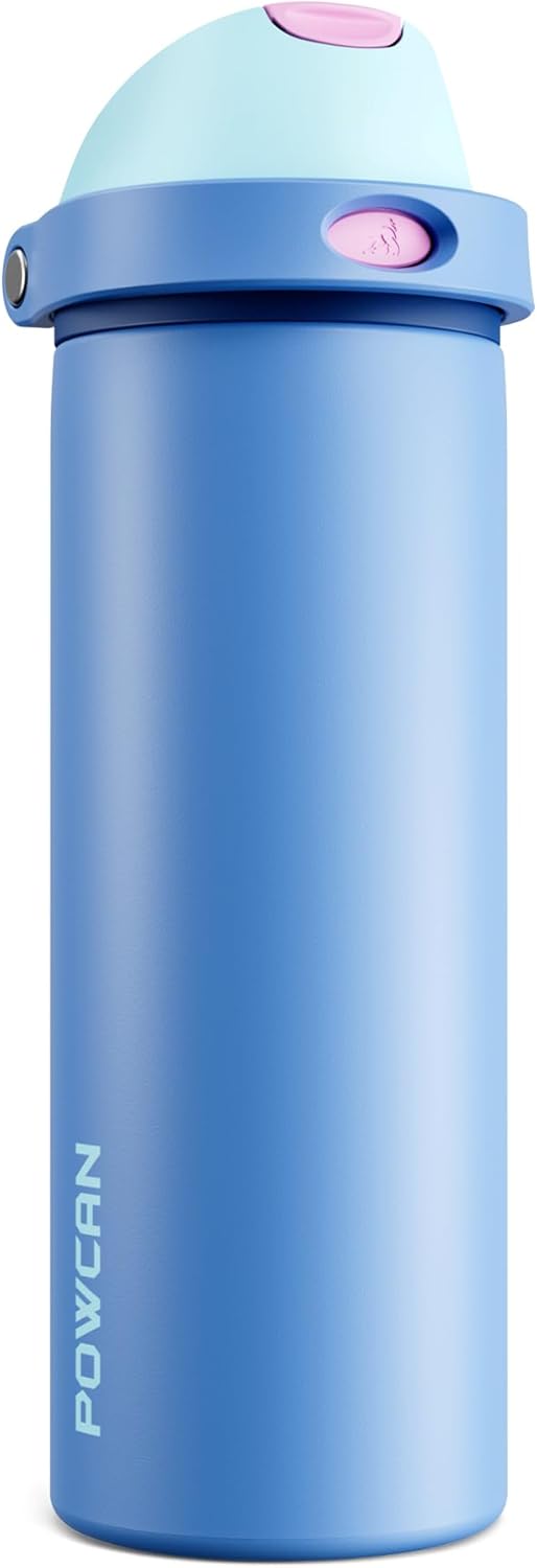 24 oz Travel Water Bottle: 2-in-1 Push-Button Spout & Quick-Flip Straw, Leakproof, Cold 24Hrs, Fits Car Cup Holder, Stainless Steel Cup for Sports, School, Commute, Camping (Mouse's Mischief) - Colors A
