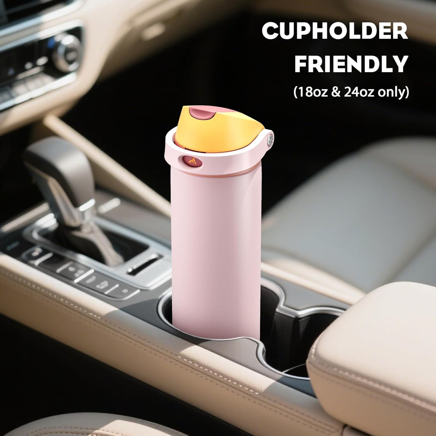 24 oz Travel Water Bottle: 2-in-1 Push-Button Spout & Quick-Flip Straw, Leakproof, Cold 24Hrs, Fits Car Cup Holder, Stainless Steel Cup for Sports, School, Commute, Camping (Mouse's Mischief) - Colors A