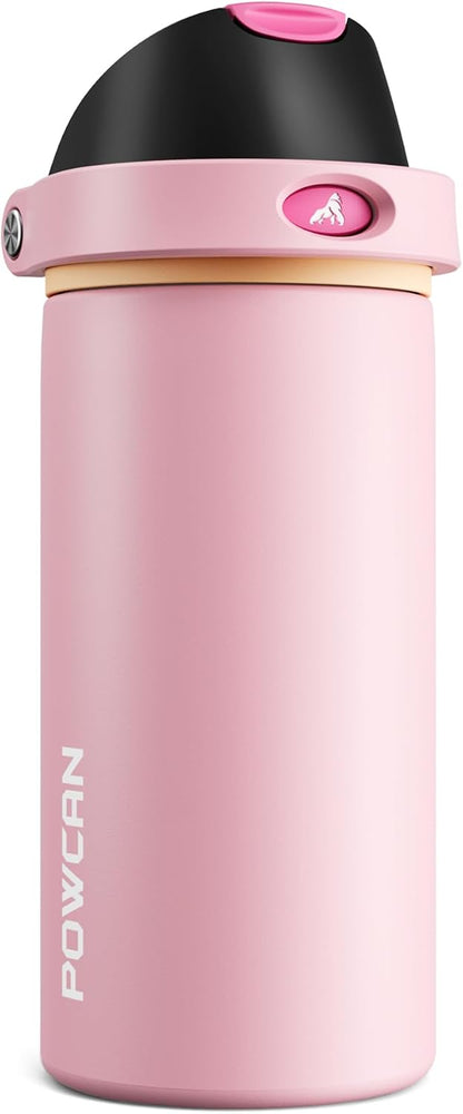 24 oz Travel Water Bottle: 2-in-1 Push-Button Spout & Quick-Flip Straw, Leakproof, Cold 24Hrs, Fits Car Cup Holder, Stainless Steel Cup for Sports, School, Commute, Camping (Mouse's Mischief) - Colors A