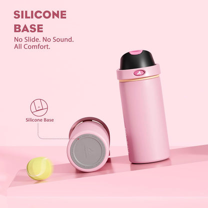 24 oz Travel Water Bottle: 2-in-1 Push-Button Spout & Quick-Flip Straw, Leakproof, Cold 24Hrs, Fits Car Cup Holder, Stainless Steel Cup for Sports, School, Commute, Camping (Mouse's Mischief) - Colors A