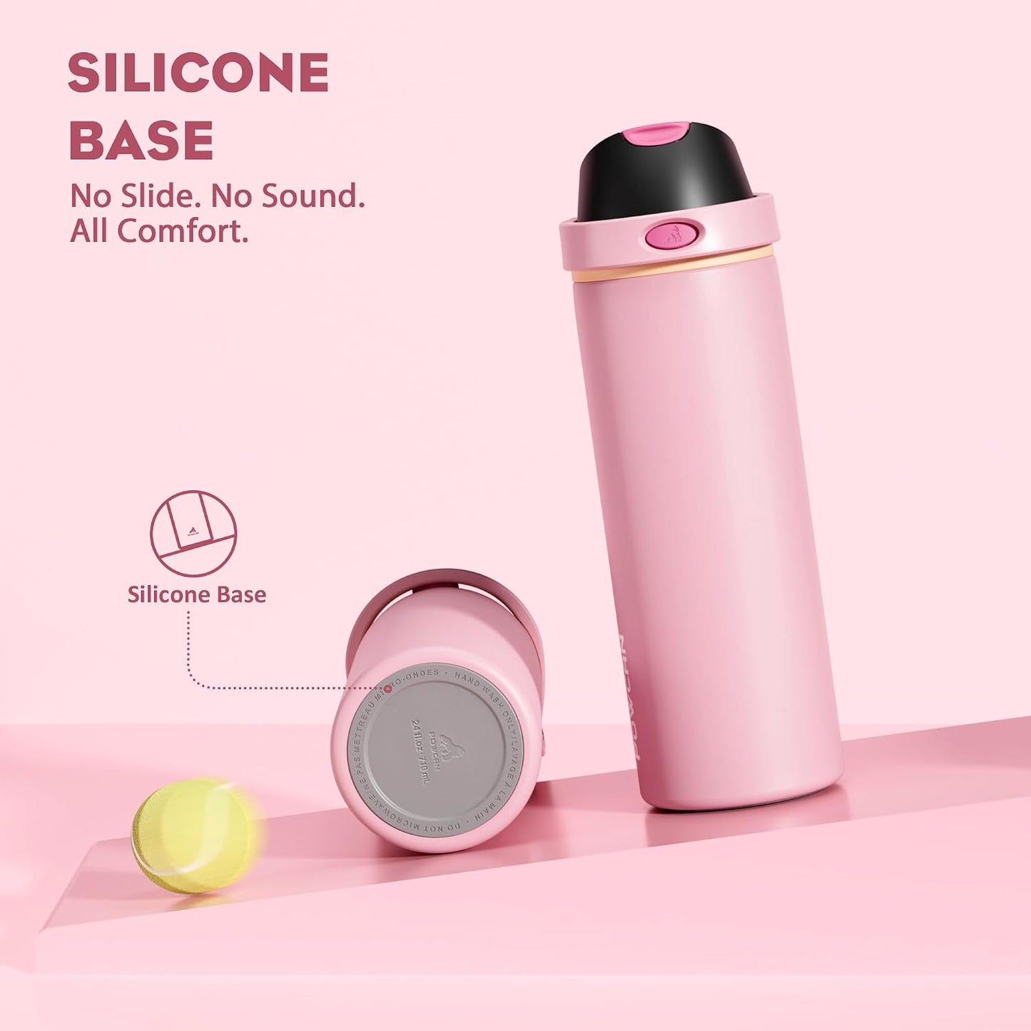 24 oz Travel Water Bottle: 2-in-1 Push-Button Spout & Quick-Flip Straw, Leakproof, Cold 24Hrs, Fits Car Cup Holder, Stainless Steel Cup for Sports, School, Commute, Camping (Mouse's Mischief) - Colors A