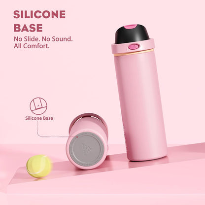 24 oz Travel Water Bottle: 2-in-1 Push-Button Spout & Quick-Flip Straw, Leakproof, Cold 24Hrs, Fits Car Cup Holder, Stainless Steel Cup for Sports, School, Commute, Camping (Mouse's Mischief) - Colors A