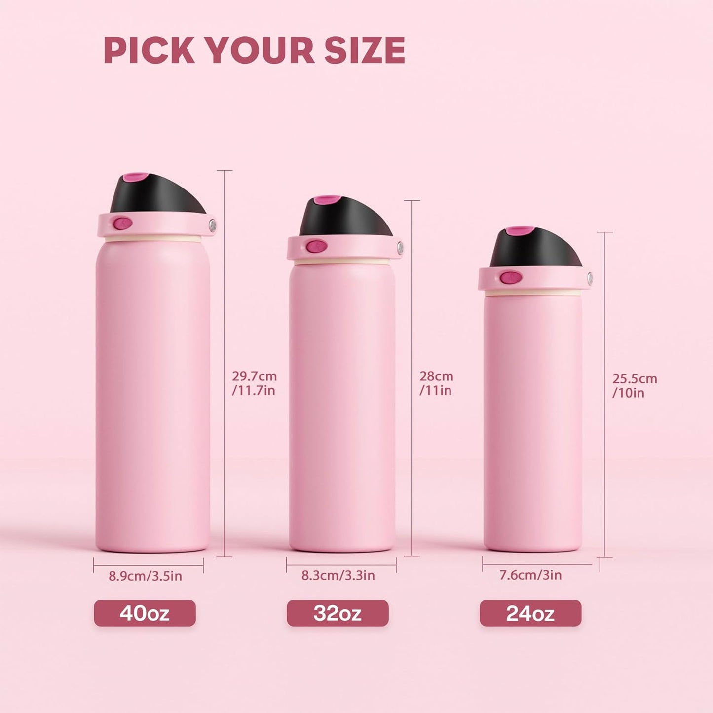 24 oz Travel Water Bottle: 2-in-1 Push-Button Spout & Quick-Flip Straw, Leakproof, Cold 24Hrs, Fits Car Cup Holder, Stainless Steel Cup for Sports, School, Commute, Camping (Mouse's Mischief) - Colors A