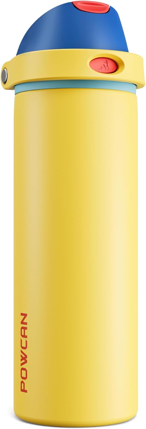 24 oz Travel Water Bottle: 2-in-1 Push-Button Spout & Quick-Flip Straw, Leakproof, Cold 24Hrs, Fits Car Cup Holder, Stainless Steel Cup for Sports, School, Commute, Camping (Mouse's Mischief) - Colors A