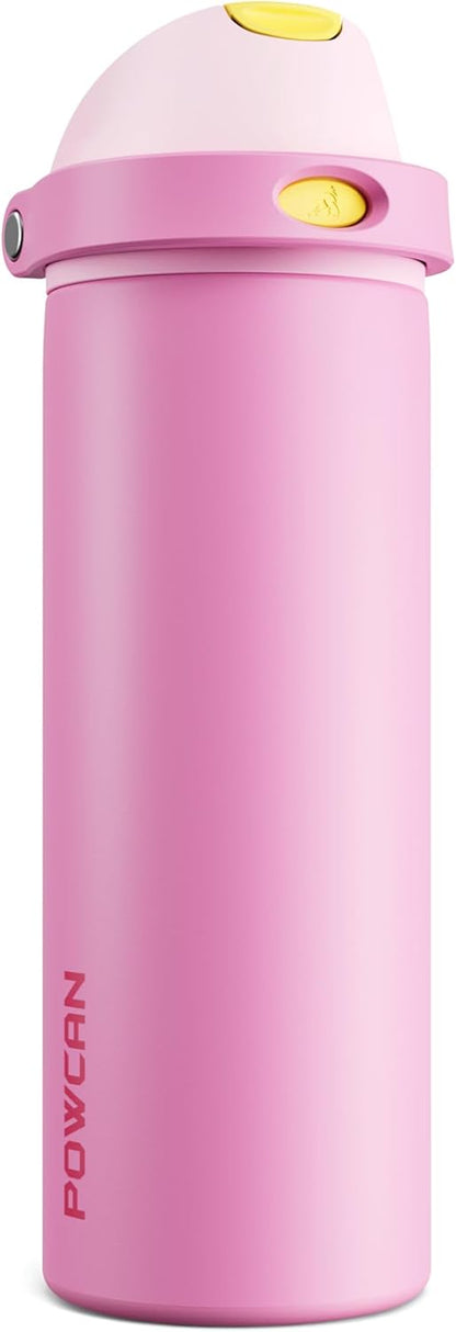 24 oz Travel Water Bottle: 2-in-1 Push-Button Spout & Quick-Flip Straw, Leakproof, Cold 24Hrs, Fits Car Cup Holder, Stainless Steel Cup for Sports, School, Commute, Camping (Mouse's Mischief) - Colors A