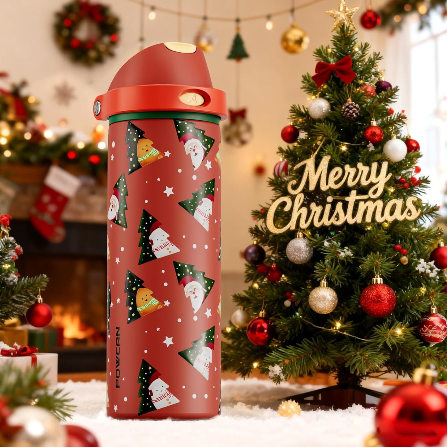 24 oz Travel Water Bottle: 2-in-1 Push-Button Spout & Quick-Flip Straw, Leakproof, Cold 24Hrs, Fits Car Cup Holder, Stainless Steel Cup for Sports, School, Commute, Camping (Mouse's Mischief) - Colors A
