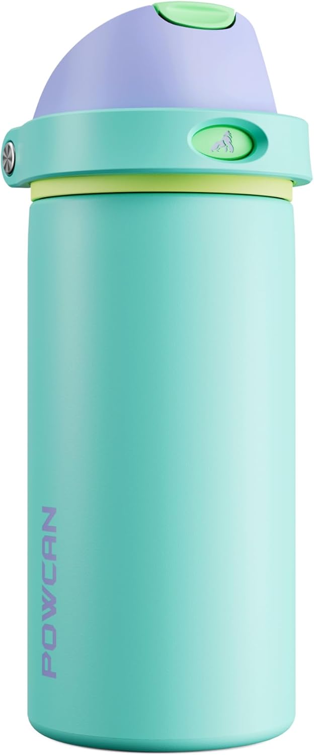 24 oz Travel Water Bottle: 2-in-1 Push-Button Spout & Quick-Flip Straw, Leakproof, Cold 24Hrs, Fits Car Cup Holder, Stainless Steel Cup for Sports, School, Commute, Camping (Mouse's Mischief) - Colors A