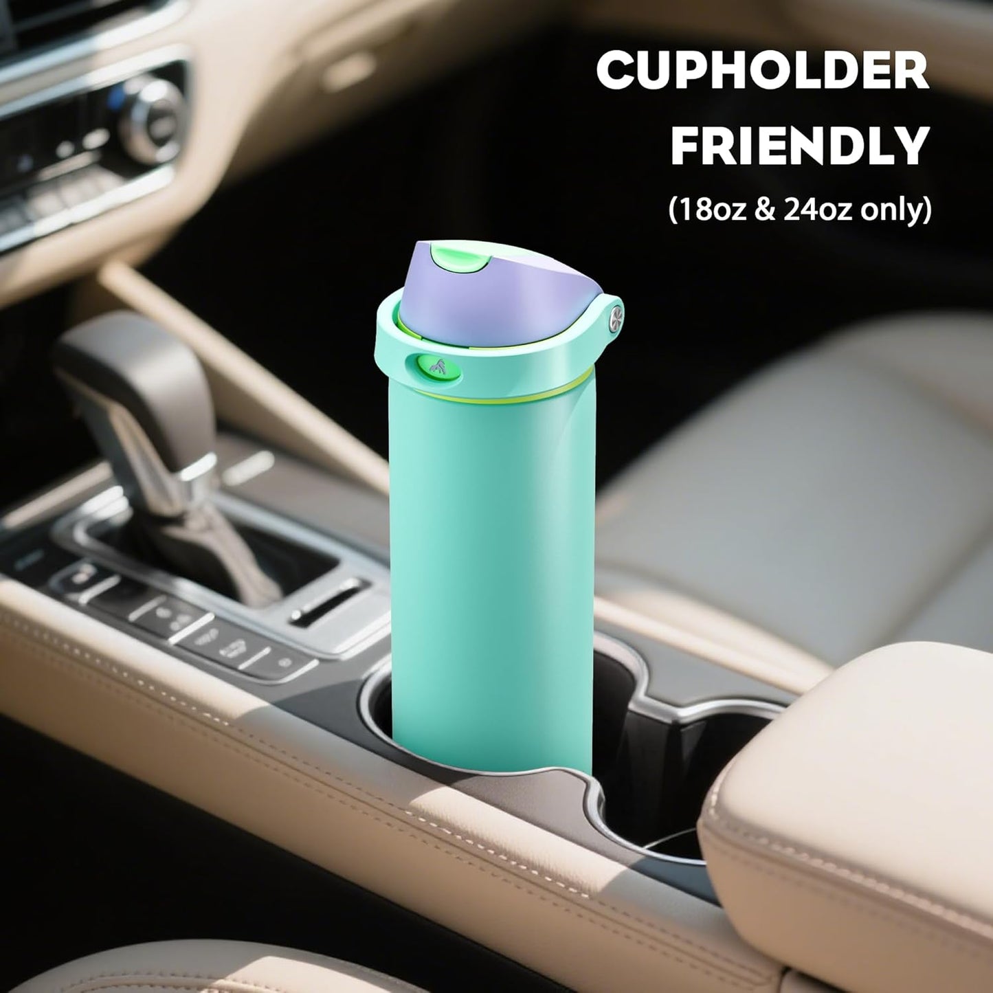 24 oz Travel Water Bottle: 2-in-1 Push-Button Spout & Quick-Flip Straw, Leakproof, Cold 24Hrs, Fits Car Cup Holder, Stainless Steel Cup for Sports, School, Commute, Camping (Mouse's Mischief) - Colors A