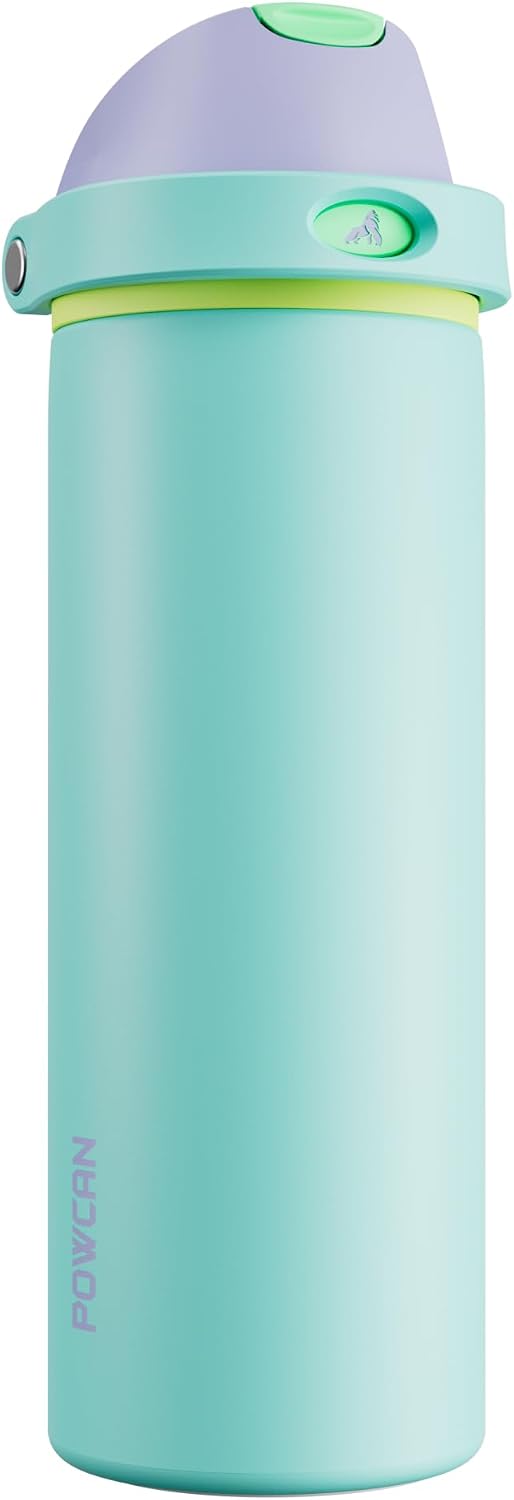 24 oz Travel Water Bottle: 2-in-1 Push-Button Spout & Quick-Flip Straw, Leakproof, Cold 24Hrs, Fits Car Cup Holder, Stainless Steel Cup for Sports, School, Commute, Camping (Mouse's Mischief) - Colors A