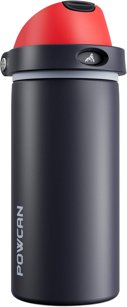 24 oz Travel Water Bottle: 2-in-1 Push-Button Spout & Quick-Flip Straw, Leakproof, Cold 24Hrs, Fits Car Cup Holder, Stainless Steel Cup for Sports, School, Commute, Camping (Mouse's Mischief) - Colors A