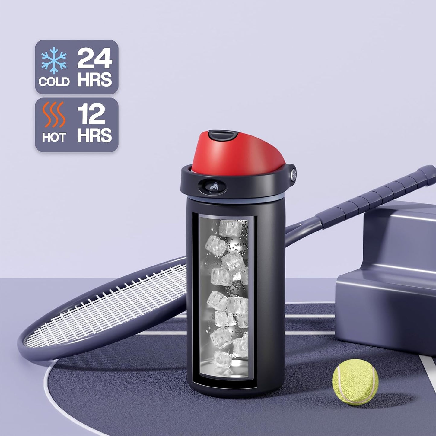 24 oz Travel Water Bottle: 2-in-1 Push-Button Spout & Quick-Flip Straw, Leakproof, Cold 24Hrs, Fits Car Cup Holder, Stainless Steel Cup for Sports, School, Commute, Camping (Mouse's Mischief) - Colors A