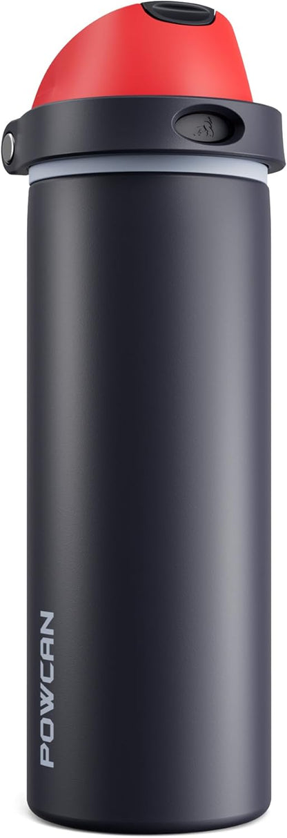 24 oz Travel Water Bottle: 2-in-1 Push-Button Spout & Quick-Flip Straw, Leakproof, Cold 24Hrs, Fits Car Cup Holder, Stainless Steel Cup for Sports, School, Commute, Camping (Mouse's Mischief) - Colors A