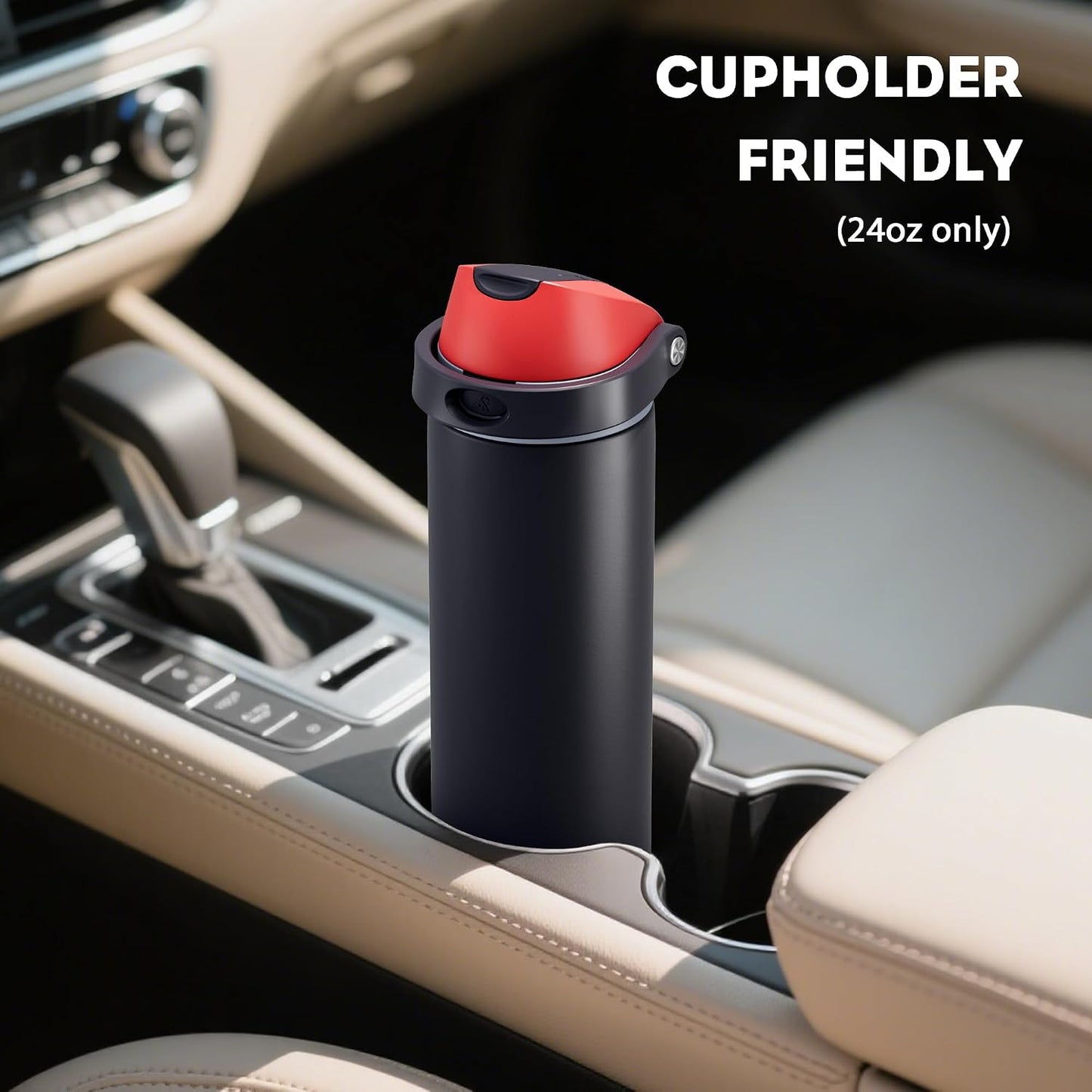 24 oz Travel Water Bottle: 2-in-1 Push-Button Spout & Quick-Flip Straw, Leakproof, Cold 24Hrs, Fits Car Cup Holder, Stainless Steel Cup for Sports, School, Commute, Camping (Mouse's Mischief) - Colors A
