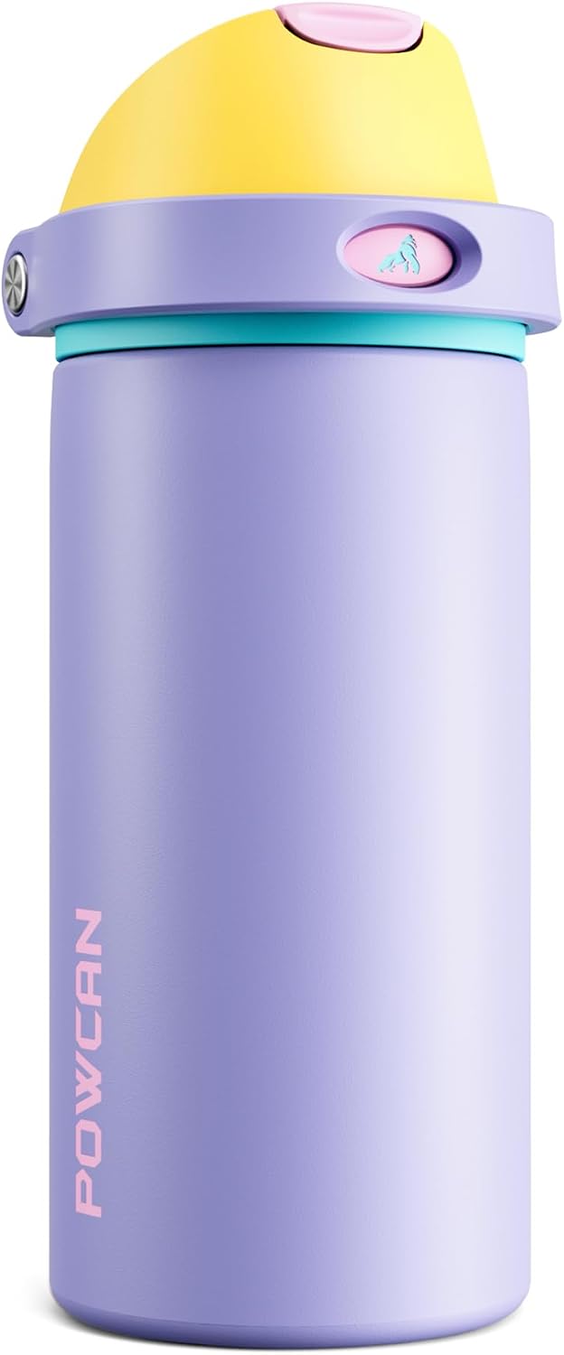 24 oz Travel Water Bottle: 2-in-1 Push-Button Spout & Quick-Flip Straw, Leakproof, Cold 24Hrs, Fits Car Cup Holder, Stainless Steel Cup for Sports, School, Commute, Camping (Mouse's Mischief) - Colors A