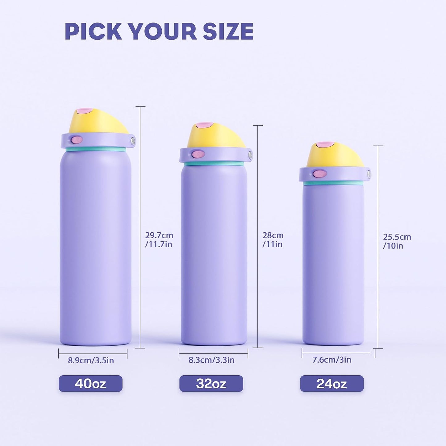 24 oz Travel Water Bottle: 2-in-1 Push-Button Spout & Quick-Flip Straw, Leakproof, Cold 24Hrs, Fits Car Cup Holder, Stainless Steel Cup for Sports, School, Commute, Camping (Mouse's Mischief) - Colors A