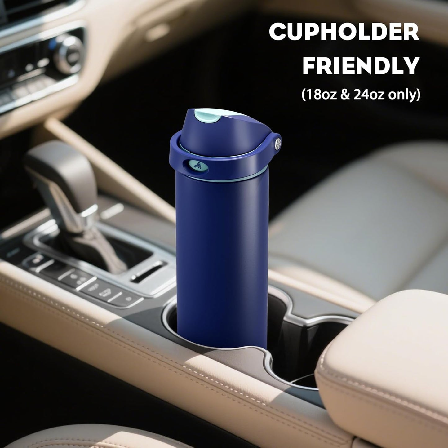 24 oz Travel Water Bottle: 2-in-1 Push-Button Spout & Quick-Flip Straw, Leakproof, Cold 24Hrs, Fits Car Cup Holder, Stainless Steel Cup for Sports, School, Commute, Camping (Mouse's Mischief) - Colors A