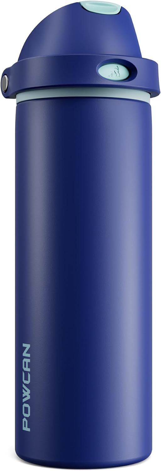 24 oz Travel Water Bottle: 2-in-1 Push-Button Spout & Quick-Flip Straw, Leakproof, Cold 24Hrs, Fits Car Cup Holder, Stainless Steel Cup for Sports, School, Commute, Camping (Mouse's Mischief) - Colors A
