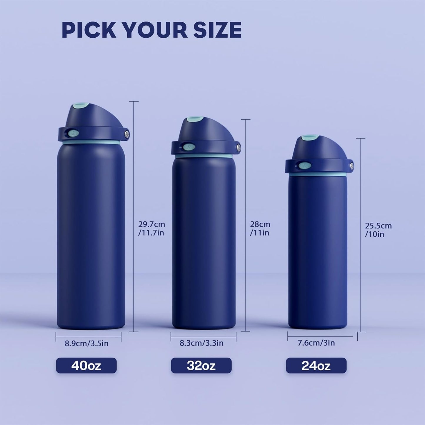 24 oz Travel Water Bottle: 2-in-1 Push-Button Spout & Quick-Flip Straw, Leakproof, Cold 24Hrs, Fits Car Cup Holder, Stainless Steel Cup for Sports, School, Commute, Camping (Mouse's Mischief) - Colors A