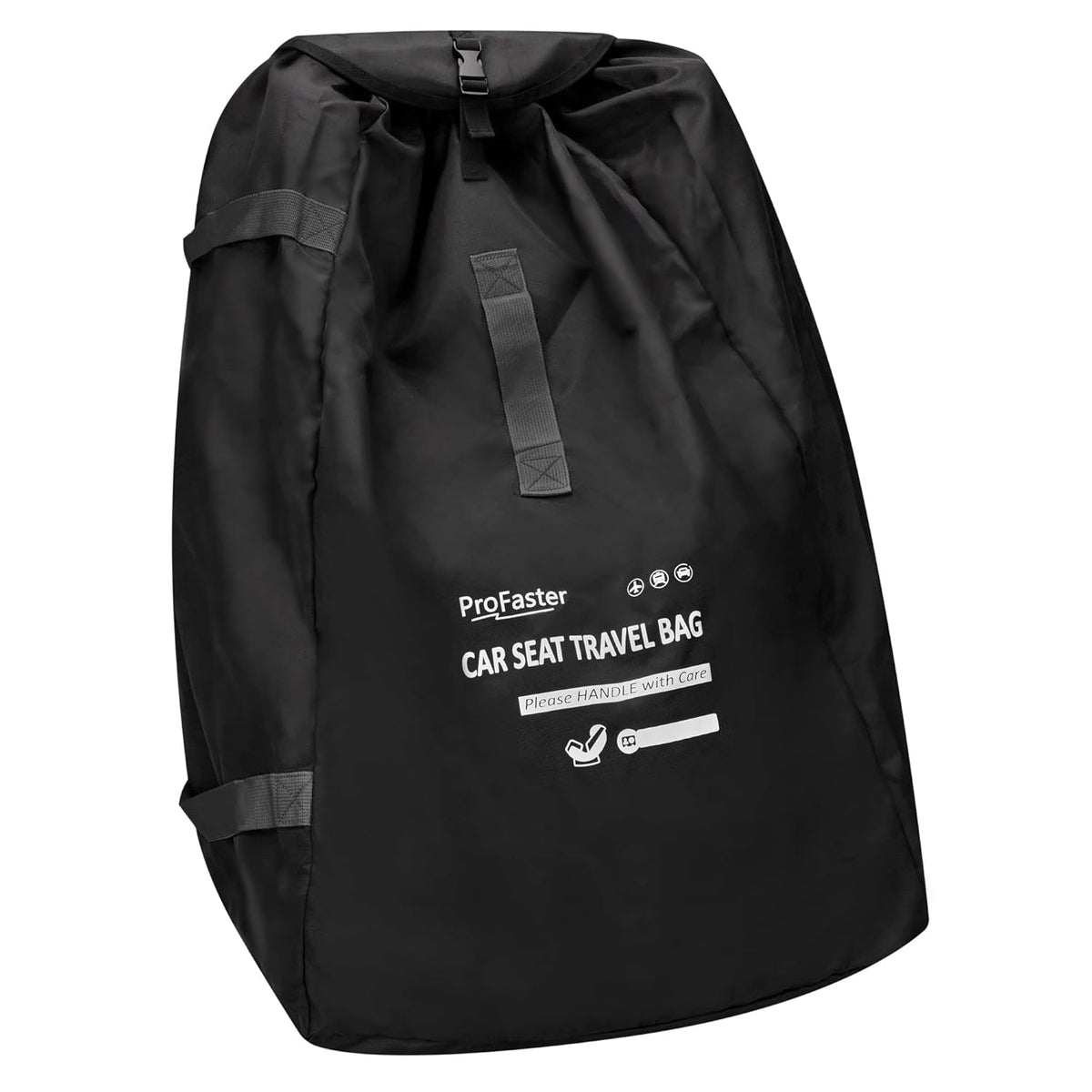 Car Seat Travel Bag Backpack for Air Travel - Karfast Universal Infant Carseat Gate Check Bag Cover for Airplane, Foldable with Pouch, Black