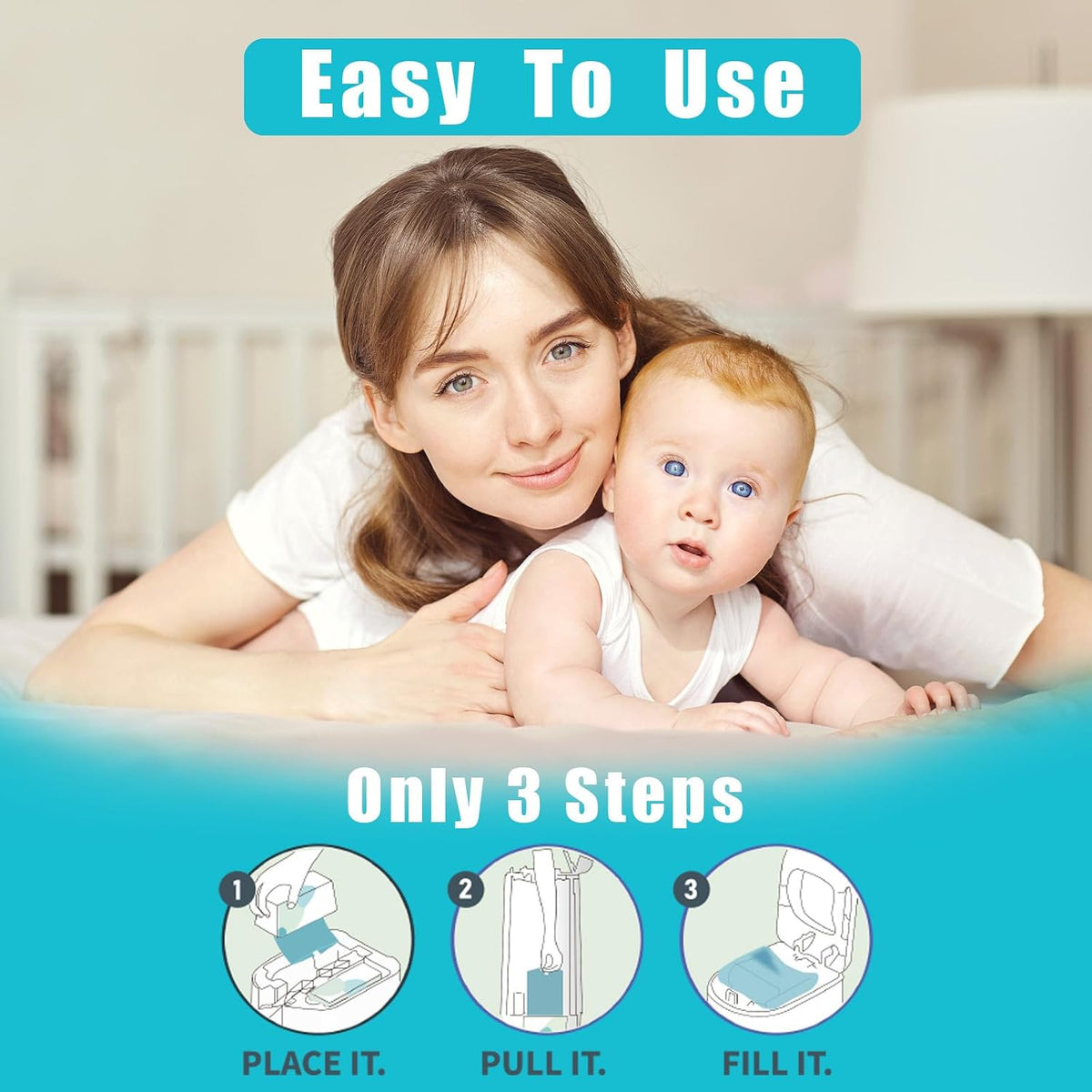 90 Bags Diaper Pail Refills Bags Compatible with Genie Easy Roll Signature and Platinum Diaper Pails | 7-Layer,Odor Barrier Technology| Holds Up to 4330 Newborn Diapers