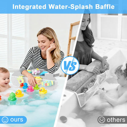 Bath Kneeler and Elbow Rest Pad Set, Non-Slip Memory Foam Kneeling Pad & Silicone Arm Cushion with Toys Organizer, Easy Clean & Quick Dry Pad for Parents at Baby Bath Time