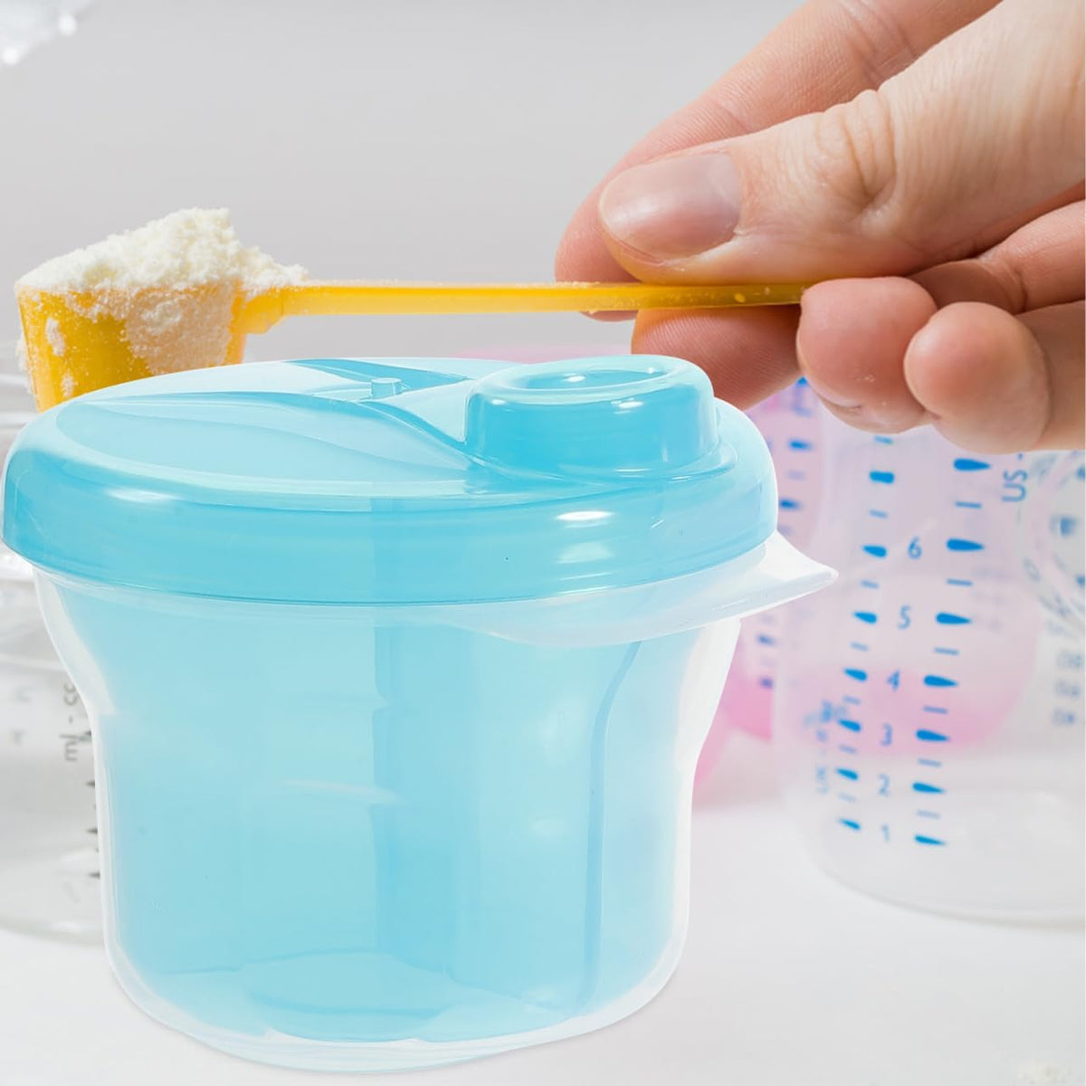Rotating Milk Powder Box Baby Formula Dispenser Portable Storage Container Food Divider for Travel and Outdoor Use 3.74X3.34X3.34 Inch