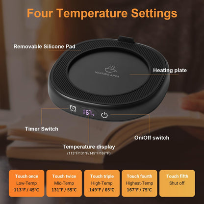 Coffee Mug Warmer & You are Awesome Mug Set, Electric Cup Warmer for Desk | Beverage Warmer Plate for Coffee,Tea,4 Temperature Setting,8-Hours Auto Shut Off,14oz Mug with Spoon & Lid Included