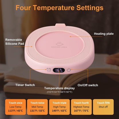 Coffee Mug Warmer & You are Awesome Mug Set, Electric Cup Warmer for Desk | Beverage Warmer Plate for Coffee,Tea,4 Temperature Setting,8-Hours Auto Shut Off,14oz Mug with Spoon & Lid Included