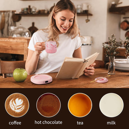 Coffee Mug Warmer & You are Awesome Mug Set, Electric Cup Warmer for Desk | Beverage Warmer Plate for Coffee,Tea,4 Temperature Setting,8-Hours Auto Shut Off,14oz Mug with Spoon & Lid Included