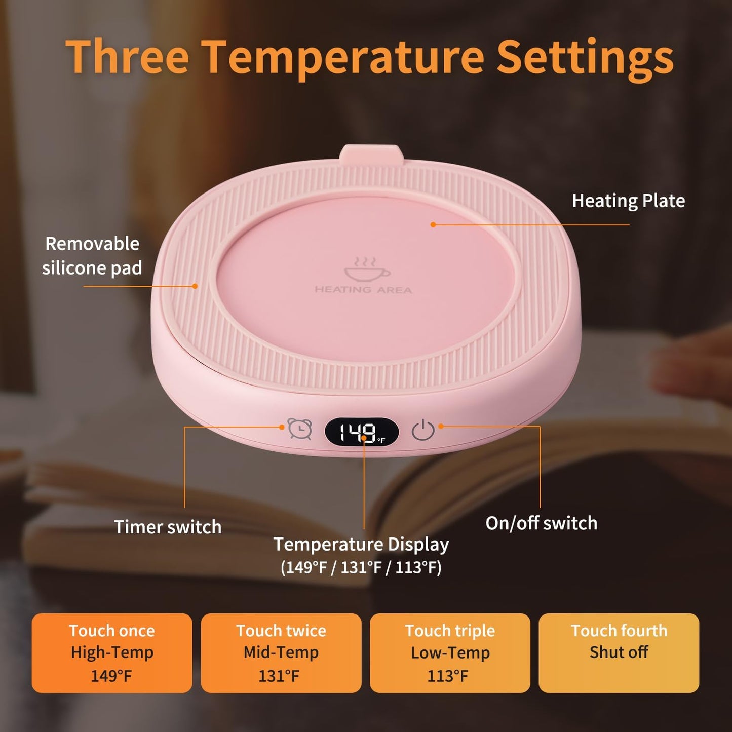 Coffee Mug Warmer & You are Awesome Mug Set, Electric Cup Warmer for Desk | Beverage Warmer Plate for Coffee,Tea,4 Temperature Setting,8-Hours Auto Shut Off,14oz Mug with Spoon & Lid Included